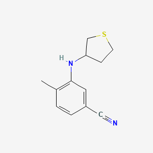 molecular formula C12H14N2S B13247443 4-Methyl-3-[(thiolan-3-yl)amino]benzonitrile 