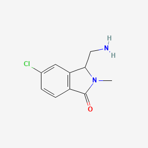 molecular formula C10H11ClN2O B13247503 3-(Aminomethyl)-5-chloro-2-methyl-2,3-dihydro-1H-isoindol-1-one 