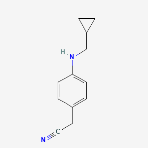 molecular formula C12H14N2 B13247556 2-{4-[(Cyclopropylmethyl)amino]phenyl}acetonitrile 