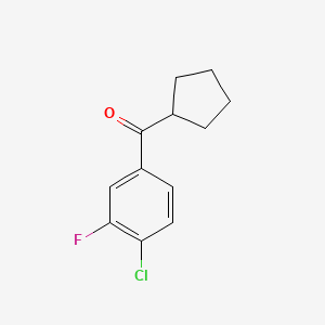 molecular formula C12H12ClFO B1324756 4-氯-3-氟苯基环戊酮 CAS No. 898791-60-1