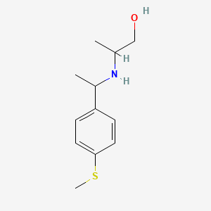 molecular formula C12H19NOS B13247614 2-({1-[4-(Methylsulfanyl)phenyl]ethyl}amino)propan-1-ol 