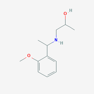 molecular formula C12H19NO2 B13247688 1-{[1-(2-Methoxyphenyl)ethyl]amino}propan-2-ol 