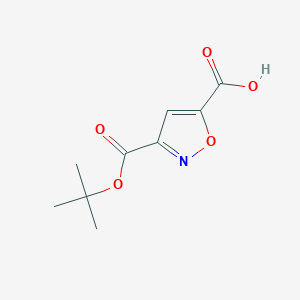 molecular formula C9H11NO5 B13247802 3-[(tert-Butoxy)carbonyl]-1,2-oxazole-5-carboxylic acid 