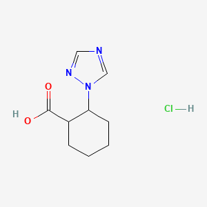 molecular formula C9H14ClN3O2 B13247842 2-(1H-1,2,4-triazol-1-yl)cyclohexane-1-carboxylic acid hydrochloride 