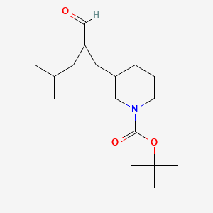 molecular formula C17H29NO3 B13247848 tert-Butyl 3-[2-formyl-3-(propan-2-yl)cyclopropyl]piperidine-1-carboxylate 