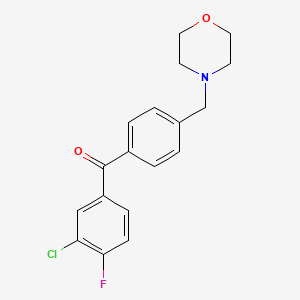 B1324798 3-Chloro-4-fluoro-4'-morpholinomethyl benzophenone CAS No. 898770-26-8