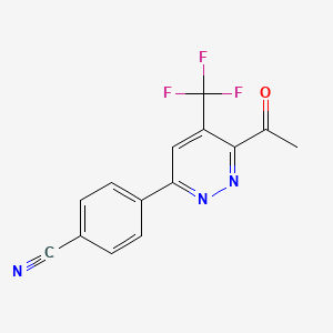 4-[6-Acetyl-5-(trifluoromethyl)pyridazin-3-yl]benzonitrile