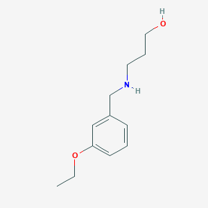 molecular formula C12H19NO2 B13248040 3-{[(3-Ethoxyphenyl)methyl]amino}propan-1-ol 