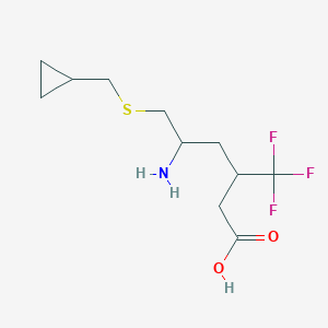 molecular formula C11H18F3NO2S B13248124 5-Amino-6-[(cyclopropylmethyl)sulfanyl]-3-(trifluoromethyl)hexanoic acid 