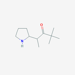 molecular formula C11H21NO B13248148 2,2-Dimethyl-4-(pyrrolidin-2-yl)pentan-3-one 