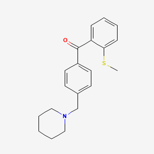 molecular formula C20H23NOS B1324819 4'-哌啶甲基-2-硫代甲基二苯甲酮 CAS No. 898771-23-8