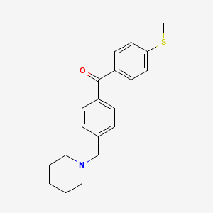 molecular formula C20H23NOS B1324820 4-哌啶甲基-4'-硫代甲基苯甲酮 CAS No. 898771-26-1