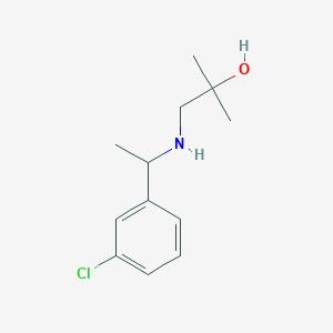 molecular formula C12H18ClNO B13248204 1-{[1-(3-Chlorophenyl)ethyl]amino}-2-methylpropan-2-ol 