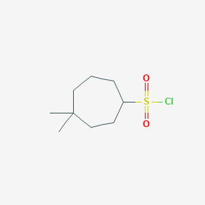 molecular formula C9H17ClO2S B13248229 4,4-Dimethylcycloheptane-1-sulfonyl chloride 