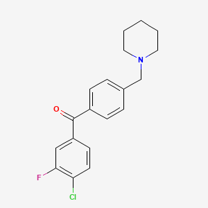 molecular formula C19H19ClFNO B1324824 4-氯-3-氟-4'-哌啶甲基苯甲酮 CAS No. 898775-20-7