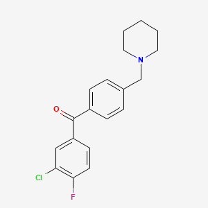 molecular formula C19H19ClFNO B1324825 3-氯-4-氟-4'-哌啶甲基二苯甲酮 CAS No. 898775-23-0