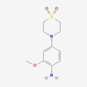 molecular formula C11H16N2O3S B13248287 4-(1,1-Dioxido-4-thiomorpholinyl)-2-methoxybenzenamine 