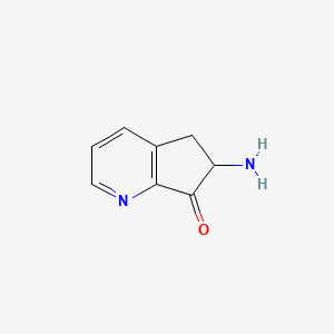 molecular formula C8H8N2O B13248315 6-Amino-5H,6H,7H-cyclopenta[b]pyridin-7-one 