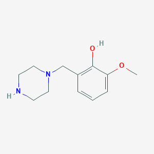 molecular formula C12H18N2O2 B13248316 2-Methoxy-6-(piperazin-1-ylmethyl)phenol 