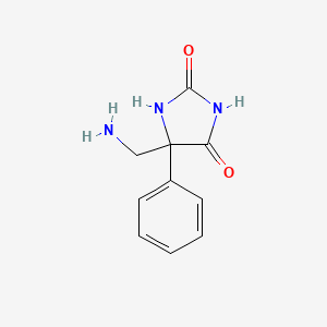 molecular formula C10H11N3O2 B13248348 2,4-Imidazolidinedione, 5-(aminomethyl)-5-phenyl- CAS No. 705923-01-9