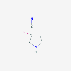 molecular formula C5H7FN2 B13248530 3-Fluoropyrrolidine-3-carbonitrile 