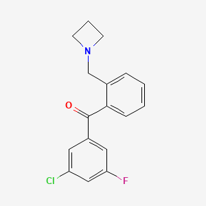 molecular formula C17H15ClFNO B1324866 2'-氮杂环丁基甲基-3-氯-5-氟二苯甲酮 CAS No. 898755-17-4