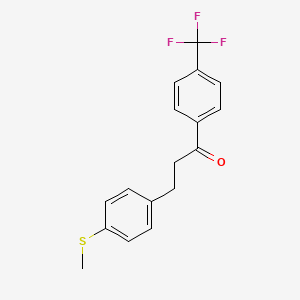 molecular formula C17H15F3OS B1324873 3-(4-硫代甲苯基)-4'-三氟甲基苯丙酮 CAS No. 898781-57-2