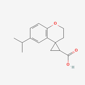 molecular formula C15H18O3 B13248744 6-(Propan-2-yl)-2,3-dihydrospiro[1-benzopyran-4,1'-cyclopropane]-2'-carboxylic acid 