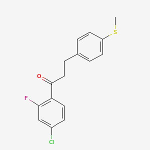 molecular formula C16H14ClFOS B1324877 4'-氯-2'-氟-3-(4-硫代甲基苯基)丙基苯甲酮 CAS No. 898781-65-2