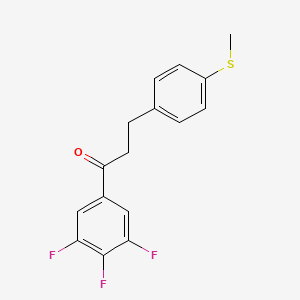 molecular formula C16H13F3OS B1324881 3-(4-硫代甲基苯基)-3',4',5'-三氟丙酮 CAS No. 898781-83-4