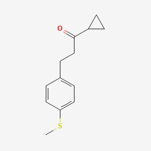 molecular formula C13H16OS B1324882 环丙基 2-(4-硫代甲基苯基)乙基酮 CAS No. 898781-87-8