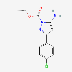 molecular formula C12H12ClN3O2 B1324884 ethyl 5-amino-3-(4-chlorophenyl)-1H-pyrazole-1-carboxylate CAS No. 1020709-18-5