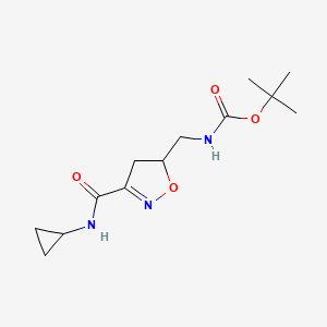 molecular formula C13H21N3O4 B13248868 tert-Butyl N-{[3-(cyclopropylcarbamoyl)-4,5-dihydro-1,2-oxazol-5-yl]methyl}carbamate 