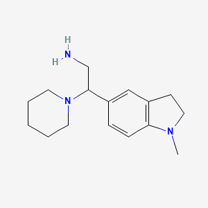 molecular formula C16H25N3 B13248900 2-(1-Methyl-2,3-dihydro-1H-indol-5-YL)-2-(piperidin-1-YL)ethan-1-amine 