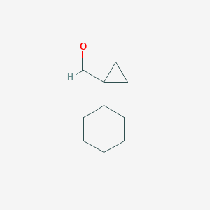 molecular formula C10H16O B13248965 1-Cyclohexylcyclopropane-1-carbaldehyde 