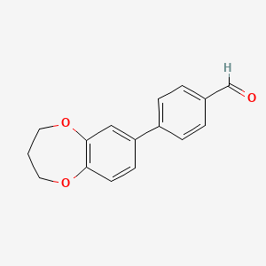 molecular formula C16H14O3 B1324912 4-(3,4-dihydro-2H-1,5-benzodioxepin-7-yl)benzenecarbaldehyde CAS No. 952182-92-2