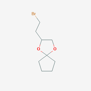 molecular formula C9H15BrO2 B13249173 2-(2-Bromoethyl)-1,4-dioxaspiro[4.4]nonane 