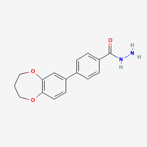 molecular formula C16H16N2O3 B1324927 4-(3,4-二氢-2H-1,5-苯并二氧杂环庚-7-基)-苯甲酰肼 CAS No. 952183-14-1