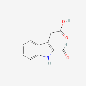 molecular formula C11H9NO3 B13249272 2-(2-formyl-1H-indol-3-yl)acetic acid 