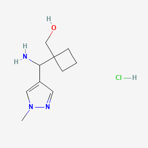 molecular formula C10H18ClN3O B13249284 {1-[amino(1-methyl-1H-pyrazol-4-yl)methyl]cyclobutyl}methanol hydrochloride 