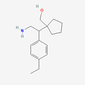 molecular formula C16H25NO B13249362 {1-[2-Amino-1-(4-ethylphenyl)ethyl]cyclopentyl}methanol 