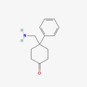 molecular formula C13H17NO B13249380 4-(Aminomethyl)-4-phenylcyclohexan-1-one 