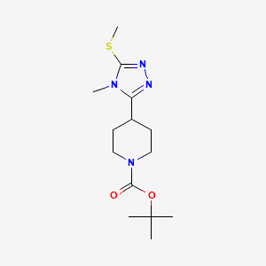 molecular formula C14H24N4O2S B1324945 tert-Butyl 4-[4-methyl-5-(methylsulfanyl)-4H-1,2,4-triazol-3-yl]tetrahydro-1(2H)-pyridinecarboxylate CAS No. 952183-43-6