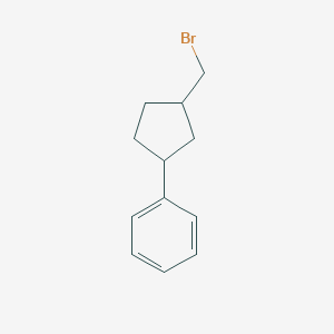 molecular formula C12H15Br B13249474 [3-(Bromomethyl)cyclopentyl]benzene 