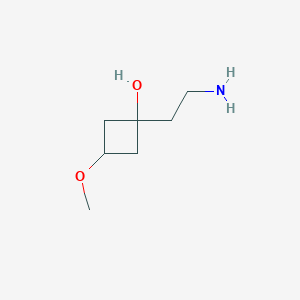 molecular formula C7H15NO2 B13249532 1-(2-Aminoethyl)-3-methoxycyclobutan-1-ol 