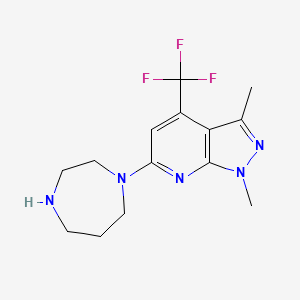 molecular formula C14H18F3N5 B1324959 6-(1,4-二氮杂环戊-1-基)-1,3-二甲基-4-(三氟甲基)-1H-吡唑并[3,4-b]吡啶 CAS No. 952182-36-4