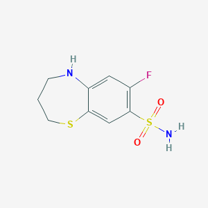 molecular formula C9H11FN2O2S2 B13249643 7-Fluoro-2,3,4,5-tetrahydro-1,5-benzothiazepine-8-sulfonamide 