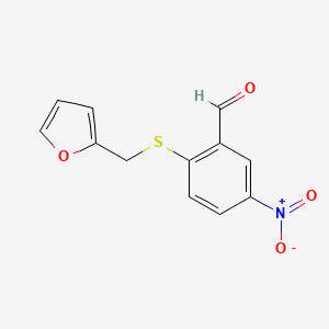 molecular formula C12H9NO4S B1324965 2-[(2-Furylmethyl)sulfanyl]-5-nitrobenzenecarbaldehyde CAS No. 885267-52-7