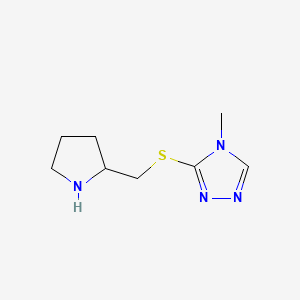 molecular formula C8H14N4S B13249707 4-Methyl-3-((pyrrolidin-2-ylmethyl)thio)-4h-1,2,4-triazole 