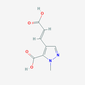 molecular formula C8H8N2O4 B13249749 4-[(1E)-2-Carboxyeth-1-en-1-yl]-1-methyl-1H-pyrazole-5-carboxylic acid 